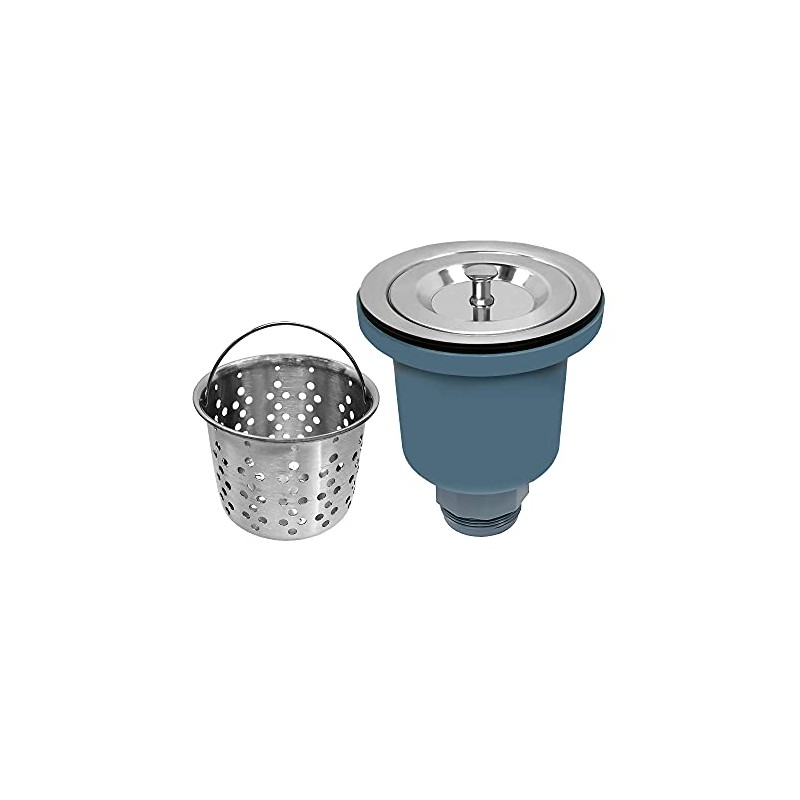 Whitehaus NRNW35A-SS 3-1/2-Inch Basket Strainer with Deep Removable Basket, Stainless