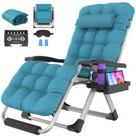 Suteck Oversized Zero Gravity Chair, 29In XL Outdoor Recliner Chair w/Removable Cushion&Headrest, Camping Lounge Chair w/Upgraded Lock&Footrest, Reclining Patio Chairs for Indoor Outdoor,500LBS