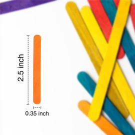 OWLKELA 300PCS Mini Coloured Lollipop Sticks 2.5 inch, Wood Lolly Craft Sticks, Lolly Sticks for Home and School Crafts, Popsicle Sticks, Ideal for Arts and Handwork