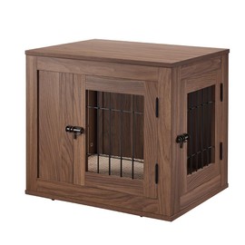 unipaws 25.5 Inch Furniture Style Dog Crate for Small Dogs, Cats, Min Pigs, Rabbit, Indoor Aesthetic Puppy Kennel, Modern Decorative Wood Wire Cage, Pretty Cute End Side Table Nightstand, Walnut