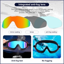 Angelkiss Premium Swimming Goggles Large Polarized Large Frame Anti Fog No Leaks UV Protection Clear Lenses Wide Vision for Men Women Adults Youth
