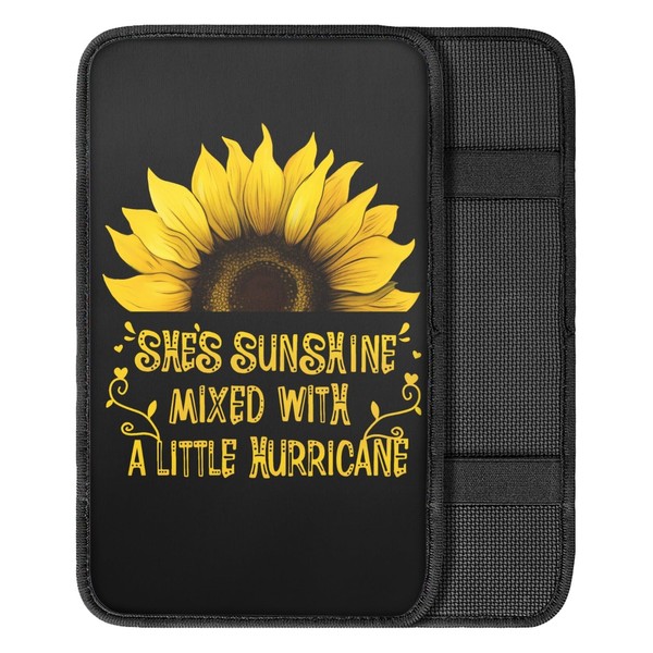 Biyejit Car Center Console Pad, Sunflower Butterfly Print Neoprene Auto