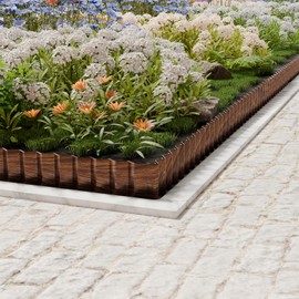 SnugNiture Corrugated Metal Garden Edging 4" x 50'-2 Pack, Sturdy Lawn Landscape Edging Border, Fence for Garden, Flower Bed and Yard (Brown)