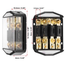 Car Stereo Audio Inline ANL Automotive Fuse Holder 4 Way with Fuse 1 x 0GA 4 x 4GA Distribution Block