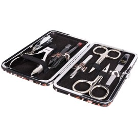 3 Swords Germany - brand quality 7 piece manicure pedicure grooming kit set for professional finger & toe nail care scissors clipper fashion leather case in gift box, Made by 3 Swords Germany (6318)