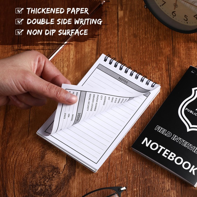 Teling 8 Pcs Public Safety Police Field Interview Notebook Report