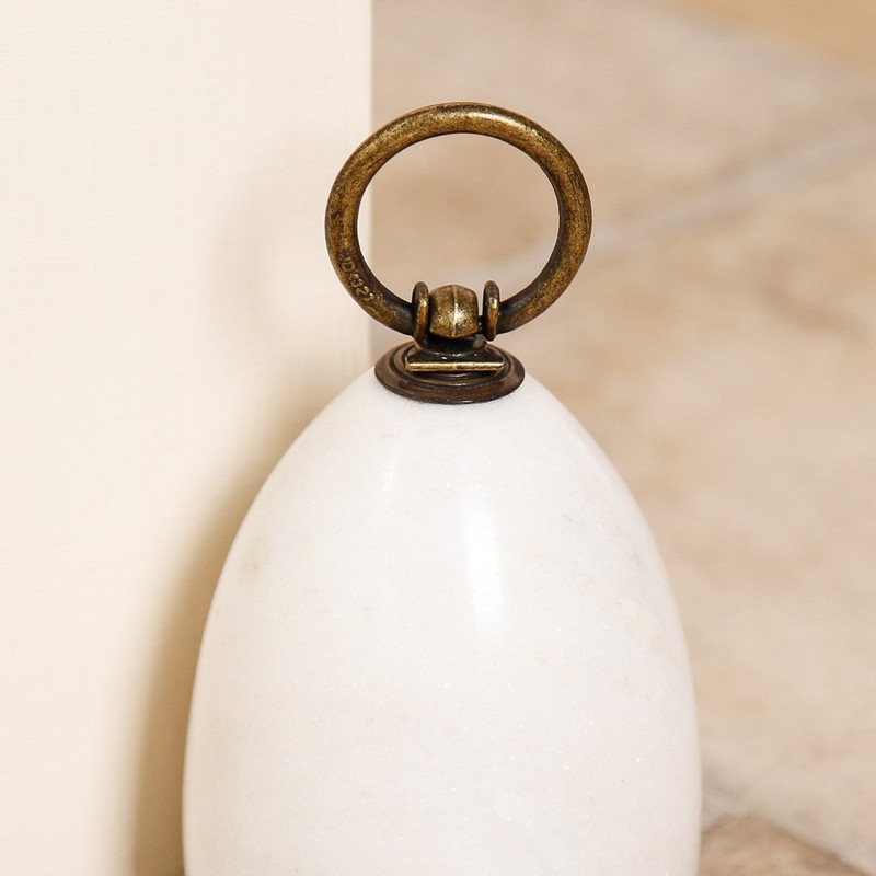 White Marble Doorstop Heavy Duty Non-Scratch 1.75kg Door Stop for
