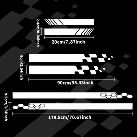 TOMALL 5pcs Car Stickers - White Vinyl Striped Decals for Car Hood, Side Body, Rearview Mirror - Waterproof, Custom Style - Glossy Finish