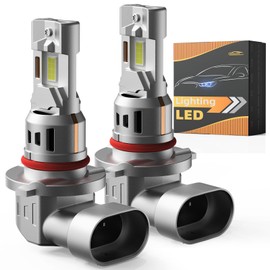 AOUKKL 9006 Fog Light Bulbs, Super Bright 6500K Cool White,700% Brighter Than Halogen, Plug & Play, Mini Size Direct Fit, Pack of 2