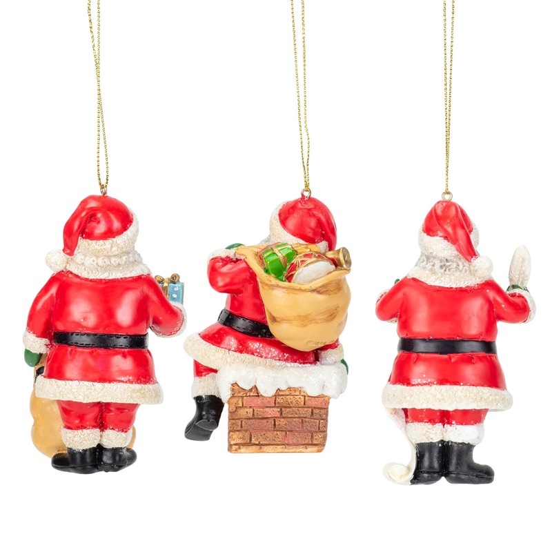 African American Santa Ornaments, 3 Assorted