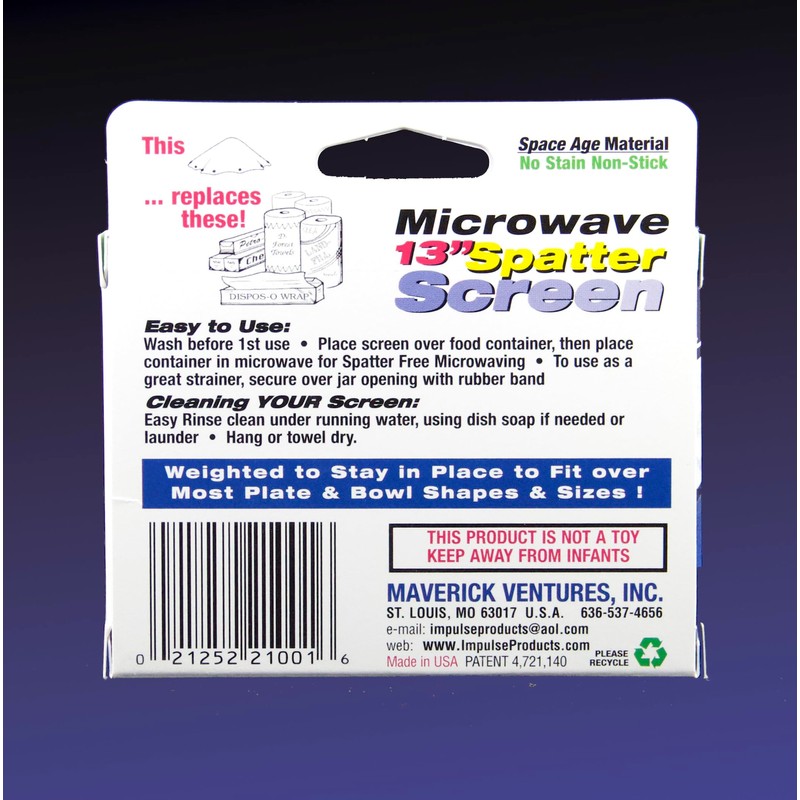 Microwave Spatter Screen, Reusable, Non-Stick Mesh, Folds Flat, 13 Inch