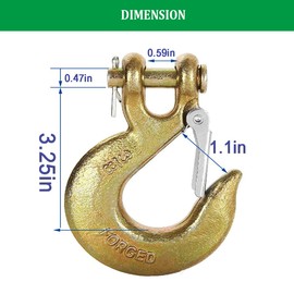 Ailengy 2 Pack Slip Hook, Heavy Duty Safety Latch Hook 3/8'', G70 Forged Steel 18,000 Lbs Capacity Tow Chain Clevis Grab Hook Working with Towing and Chain for Trailer Truck Transport Tow Chain Hook