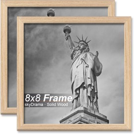 skyDrama Natural Solid Wood 8x8 Picture Frame, Display 8 x 8 Inch Picture Poster Photo, Vertical & Horizontal Wall Hanging - 2 Pack/Black/8"x8"