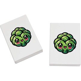 2 x 45mm 'Cute Kawaii Brussels Sprout' Erasers/Rubbers (ER00044093)