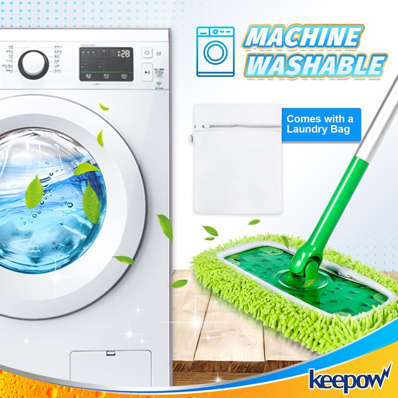 KEEPOW Reusable Microfiber Mop Pads Compatible with Swiffer Sweeper Mop,