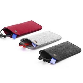 Pebipoo 3 Pcs Felt Eyeglass Case Soft Slip In Glasses Pouch Portable Glasses Pouch Case (Black Grey Red)