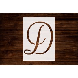 Large Script Cursive Letter D Stencil, Reusable & Sturdy, 8.5" x 11", Custom Calligraphy Design Template
