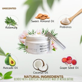 Aspen Kay Naturals Face & Body Moisturizer | Deep Moisturizing Face Cream for Dry Sensitive Skin | Light, Non-Greasy, & Fast Absorbing | Natural Face Moisturizer for Women | Unscented 4 Fl Oz