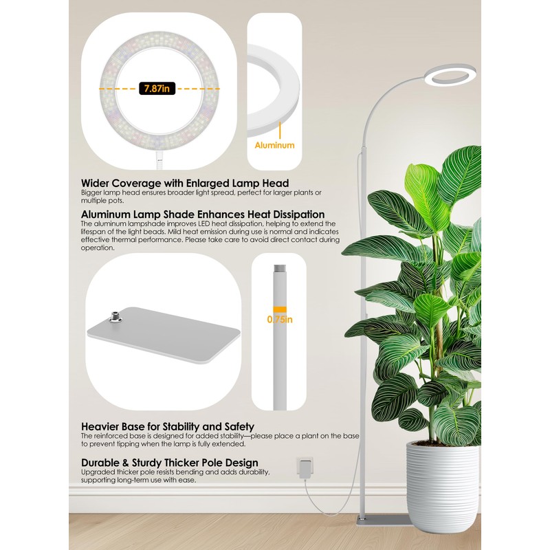 GLOWRIUM Grow Lights for Indoor Plants, 24W Full Spectrum LED