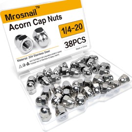 Mrosnail 1/4-20 Acorn Nuts Kit - 38PCS, 304 Stainless Steel, Metric Hex Cap Nut Assortment, Dome Head for Indoor & Outdoor Use
