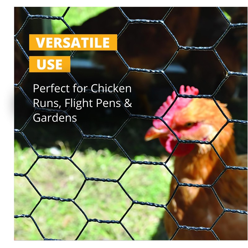 Stromberg’s PVC-Coated Galvanized Wire Fencing, 1-Inch Hex Mesh, Weatherproof, Long-Lasting