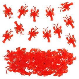 DANUDON 60 Pcs Mini Crawfish Boil Party Supplies, Realistic Red Lobster Decor Soft Rubber Fake Seafood Decorations for Party Favors Props, Early Education Teaching Aids, Photo Shooting Models