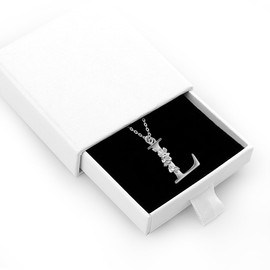 FIDWALL Letter Sterling Silver Necklace for Women - Adjustable 45cm+5cm Floral Design 925 Silver Jewelry, Unique Teacher, Mom,Nanny,Friend Gift with Flower Engraved Pendant (L)