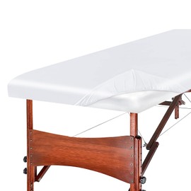 Massage Table Fitted Sheets White, Fitted Massage Table Protective Cover Satin, Massage Bed Sheets Silky & Wrinkle-Resistant, Best Spa Bed Sheets 36"W x 77"L x 7"D