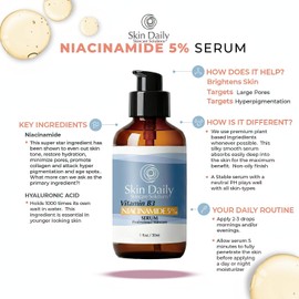 Niacinamide Vitamin B3 Cream Serum for Face 5%- 1 Oz - Visibly Beautify Pores and Wrinkles and Other Signs of Aging - Superior Moisturizing Skin Brightening Facial Serum - Your Friends Will Notice (1o