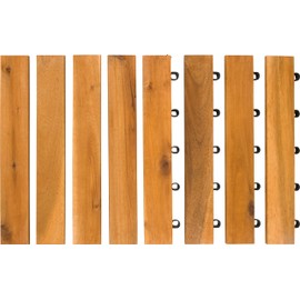 Majestick Goods Edges for Interlocking Deck Tiles – Snap-On Straight Edge Trim for Wooden Decking, Outdoor Flooring & Patio Tiles | 12x12 Acacia Hardwood Border for Balcony, Porch & Garden | 8 Pack