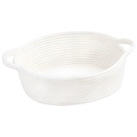 Geschenkkorb Leer, Geflochtener Korb Weiß mit Griff, Rundes Geschenkkorb Baby für Geschenke und Aufbewahrung, Geschenke Korb Organizer für Kinderzimmer Und Wohnbereich