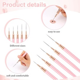 Lyaciomn 5 Pcs Nail Art Liner Brushes Painting Nail Art Brush Set Nail Art Design Brush Detail Brush