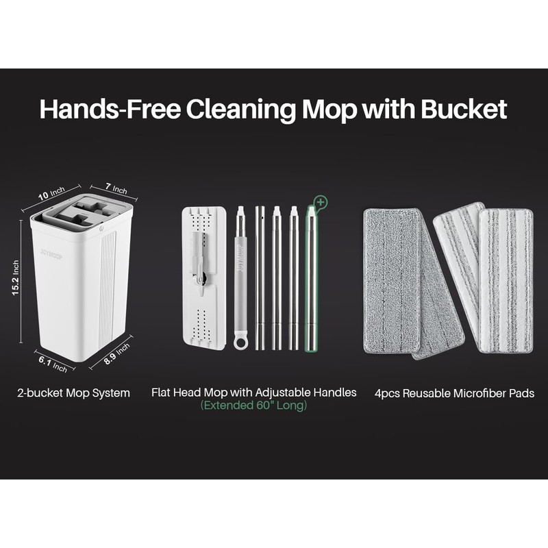 JOYMOOP Mop and Bucket Set with Wringer, Flat Mops for