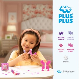 Plus Plus Glitter Building Blocks STEM Toy 240 Pieces Travel Friendly Fun