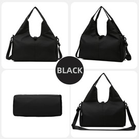 CCAIPU Sports Bag, Waterproof Yoga Bag, Gym Bag with Shoes Compartment and Wet Bag for Yoga Mats & Yoga Accessories, Large Capacity Tote for Women (Black)