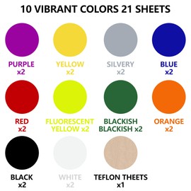 Guangyintong 3D Puff Heat Transfer Vinyl Bundle, 21 Pack 12" x 10" Puff Iron on Vinyl Roll for T-Shirt 20 Assorted Colors Puff HTV Vinyl for All Cutting Machine Easy to Cut & Weed