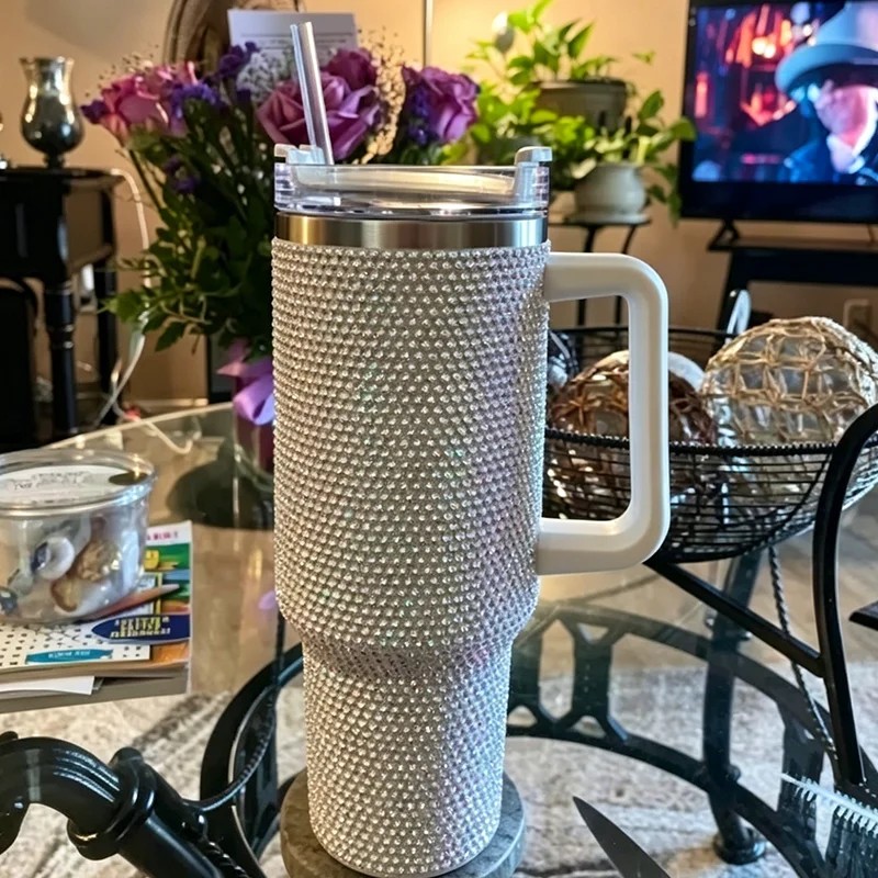 Us 40 OZ Rhinestones Bling Cold Retention Camping Gear Insulated
