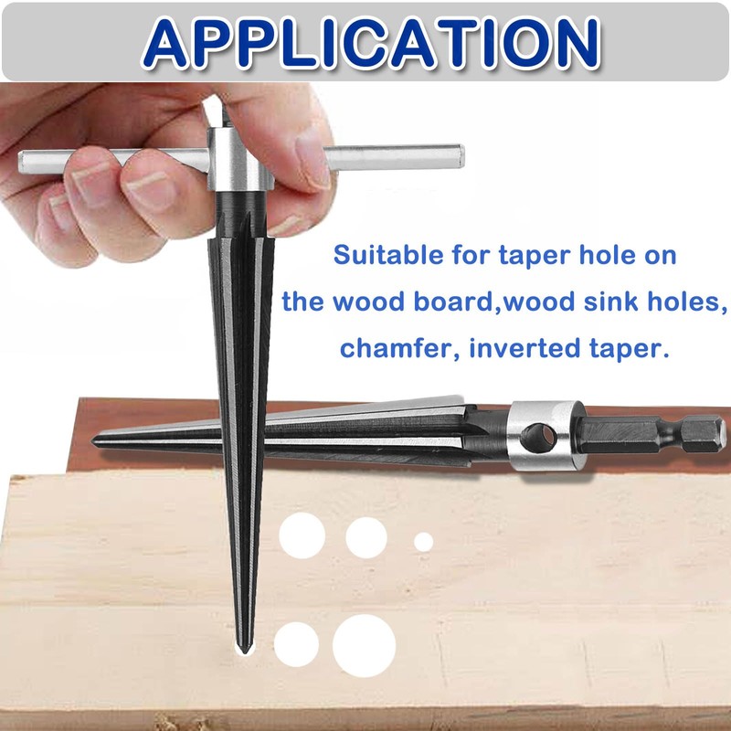 JONMON Tapered Reamer - 5-16mm Hand Straight Flute T Handle