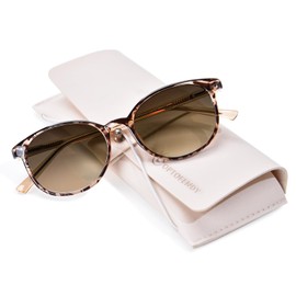 OPTOFENDY Reader Sunglasses for Women, TR90 Round Full Lens Outdoor Reading Sunglasses with Spring Hinge, UV400 Protection