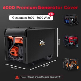Zettum Generator Cover 25 Inch - 600D Outdoor Generator Covers Heavy Duty Waterproof, Small Equipment Cover Outside for DuroMax, Westinghouse, Champion, Predator, Honda Portable Generator 3000-5000W