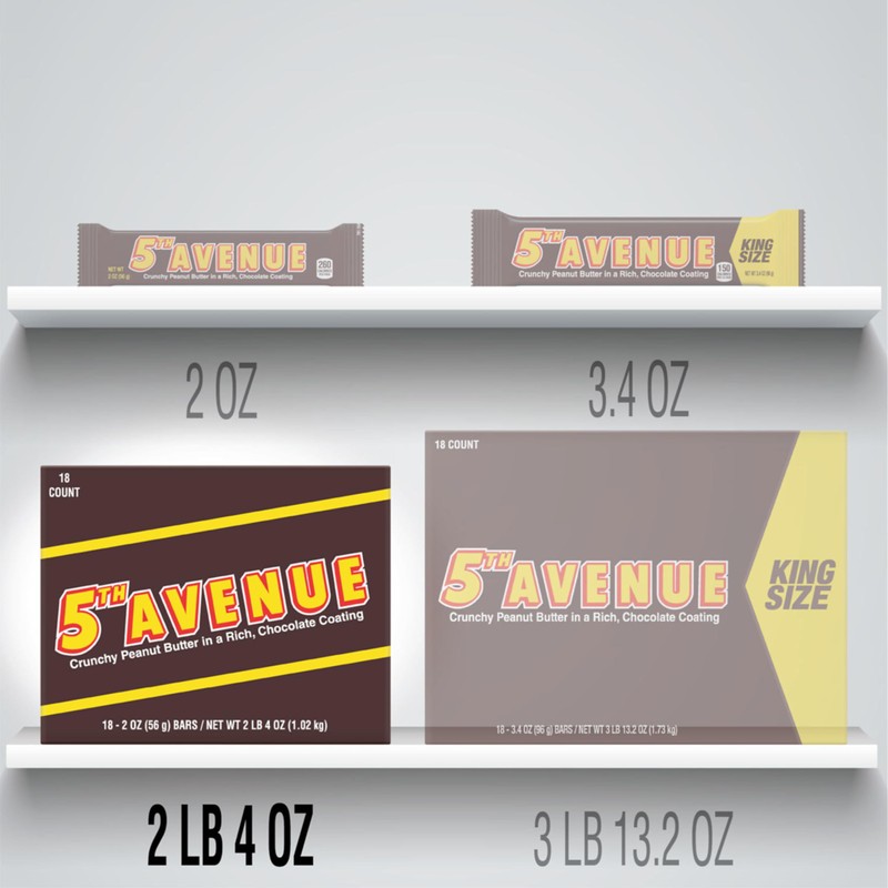 5TH AVENUE Chocolatey Coated Crunchy Peanut Butter Candy Bars, 2