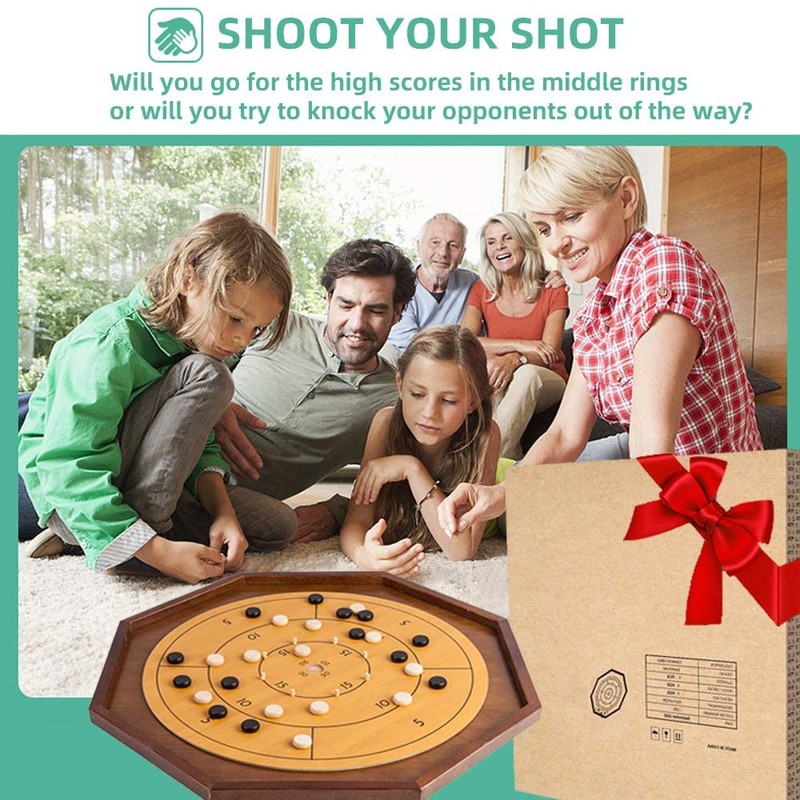 Crokinole and Checkers, 27-Inch Classic Crokinole Board Game with 22"