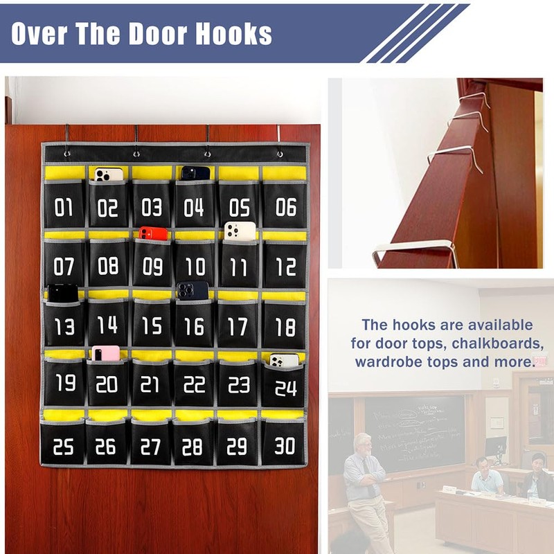 Loghot Classroom Accessories Closet Pocket Chart for Cell Phones Holder