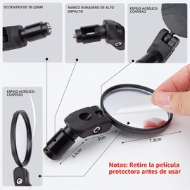 2 Espejos Retrovisores Ajustables para Montar en Bicicleta, Espejo Retrovisor para Manillar de Bicicleta, Espejo Retrovisor de Seguridad Hd para Bicicleta