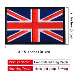 EmWoot 2PCS British UK United Kingdom Flag Patch Embroidered Morale Patch Hook and Loop(Black Border)
