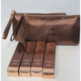 ORLANE 2x VOLUME CARE BLACK MASCARA 0.23 OZ & BROWN COSMETICS BAG (LOT OF 2)