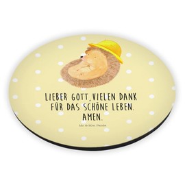 Mr. & Mrs. Panda Round Magnet Hedgehog Praying - Gift, Thank You, Prayer, Souvenir Magnet, Animals, Cute Animal Motifs, Motif Magnets, Good Mood,