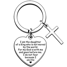 AMZQ Christian Keyring Religious Gifts for Women Baptism Gift for Girls Inspirational Keyring Present - I Am The Daughter of A King