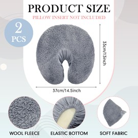 Mixweer 2 Pcs Massage Face Cradle Cover Fleece Massage Table Headrest Cover 14.6'' x 13'' Beauty Bed Headrest Pillow Pad, Exclude Pillow Insert(Gray)