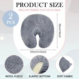 Mixweer 2 Pcs Massage Face Cradle Cover Fleece Massage Table Headrest Cover 14.6'' x 13'' Beauty Bed Headrest Pillow Pad, Exclude Pillow Insert(Gray)